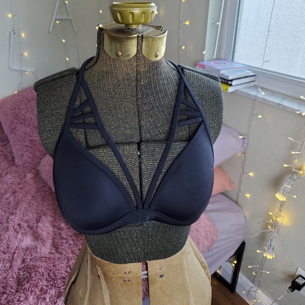 PINK black bikini top